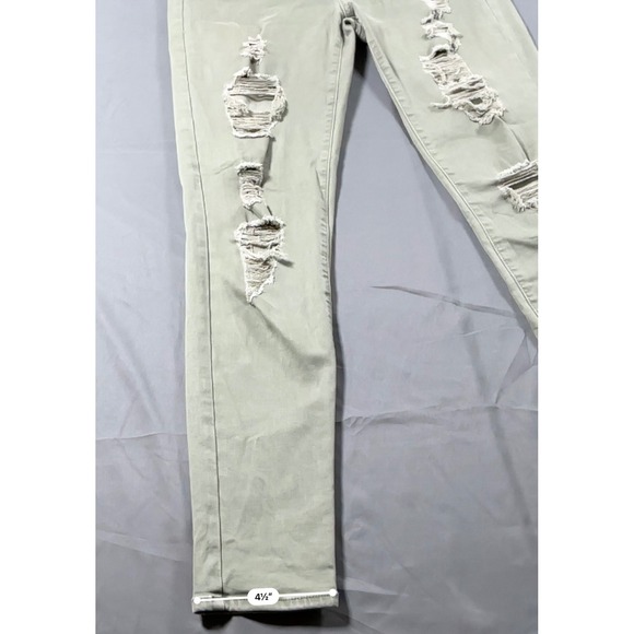 American Eagle Hi-Rise Jegging Olive Green Distressed Super Stretch Jeans Sze 12 - Picture 5 of 11